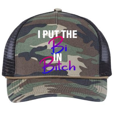 I Put The Bi In Bitch Funny Bisexual Pride Retro Rope Trucker Hat Cap