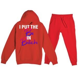 I Put The Bi In Bitch Funny Bisexual Pride Premium Hooded Sweatsuit Set