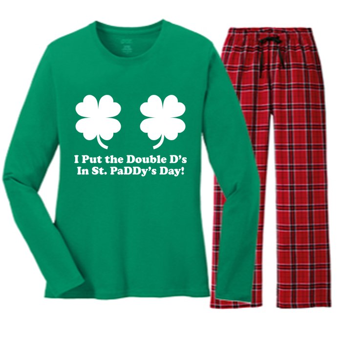 I Put the Double D's In St. PaDDy's Day Funny St. Patrick's Day Women's Long Sleeve Flannel Pajama Set 