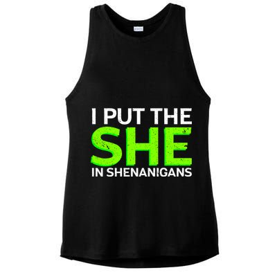 I Put The She In Shenanigans Ladies PosiCharge Tri-Blend Wicking Tank