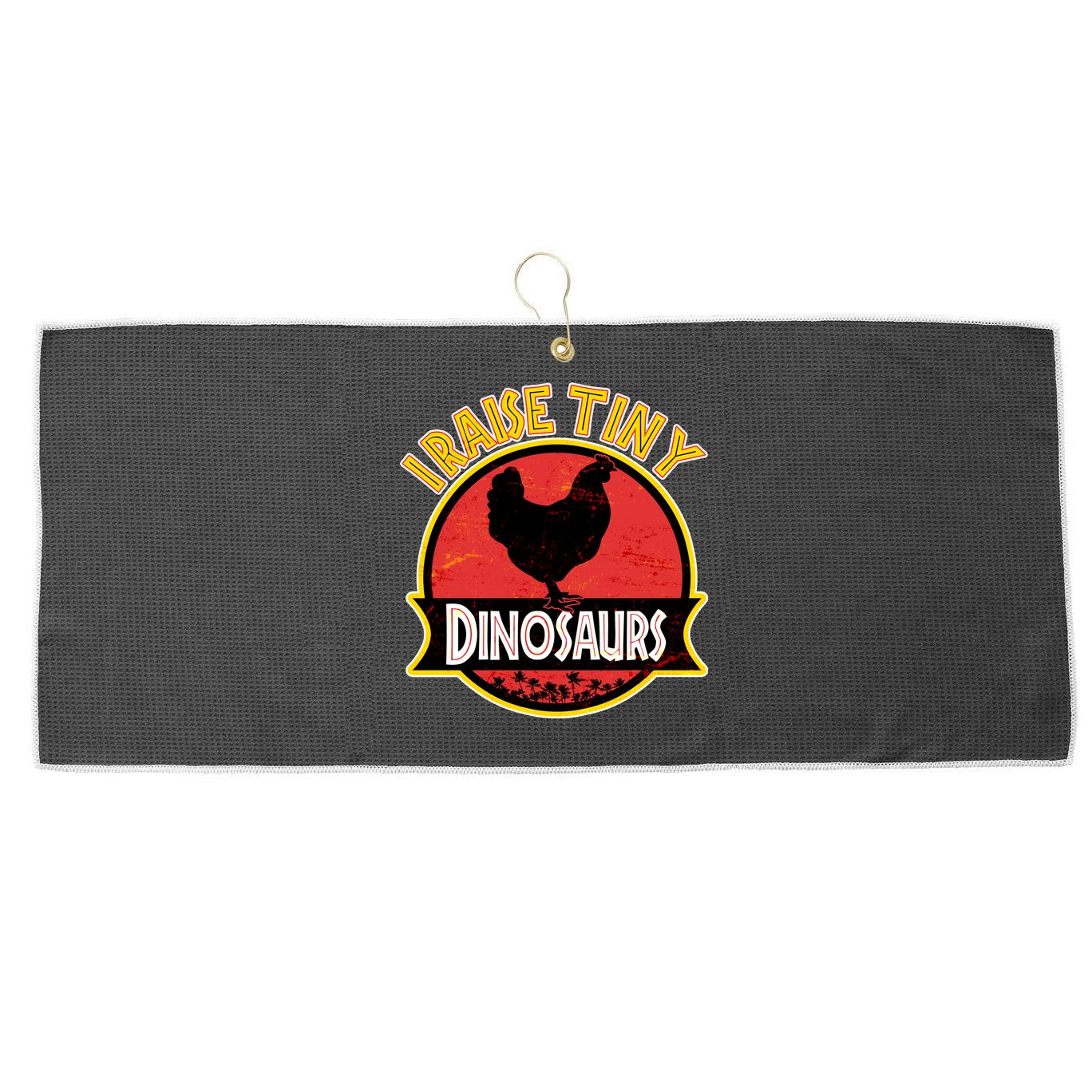 I Raise Tiny Dinosaurs Large Microfiber Waffle Golf Towel