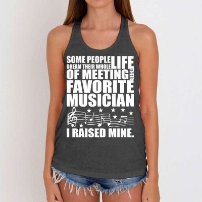 I Raised Mine Favorite Musician Women's Knotted Racerback Tank