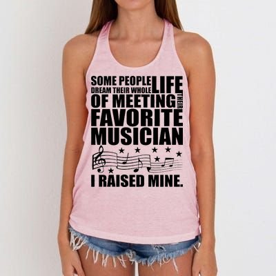 I Raised Mine Favorite Musician Women's Knotted Racerback Tank