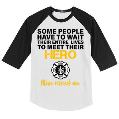 I Raised My Firefighter Hero Kids Colorblock Raglan Jersey