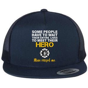 I Raised My Firefighter Hero Flat Bill Trucker Hat