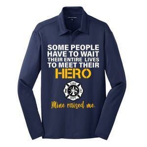 I Raised My Firefighter Hero Silk Touch Performance Long Sleeve Polo