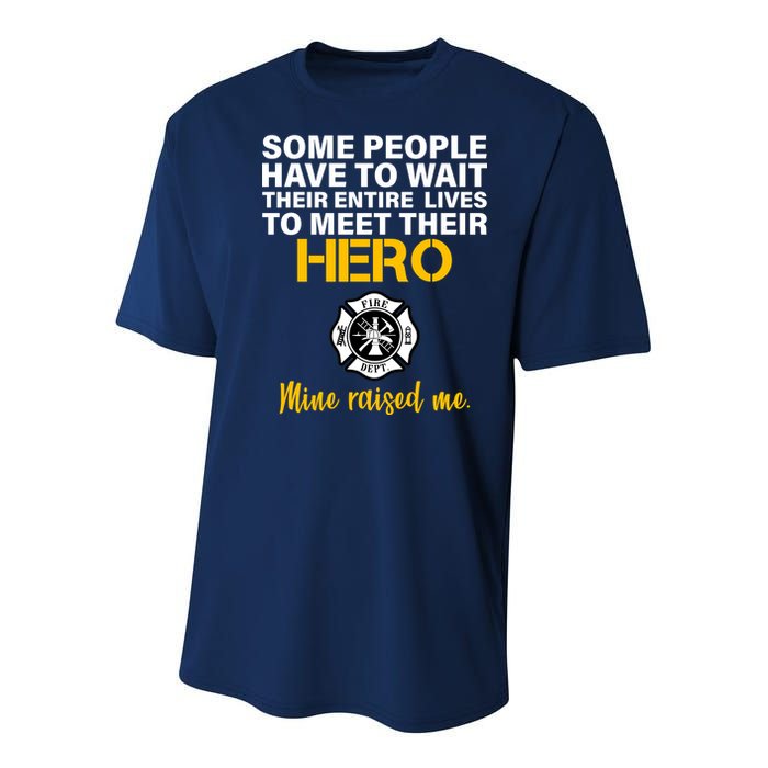 I Raised My Firefighter Hero Youth Performance Sprint T-Shirt