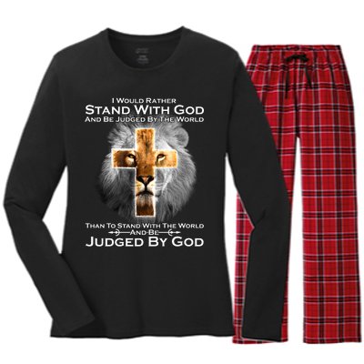 I Rather Stand With God And Be Judge By The World Women's Long Sleeve Flannel Pajama Set 