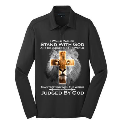 I Rather Stand With God And Be Judge By The World Silk Touch Performance Long Sleeve Polo