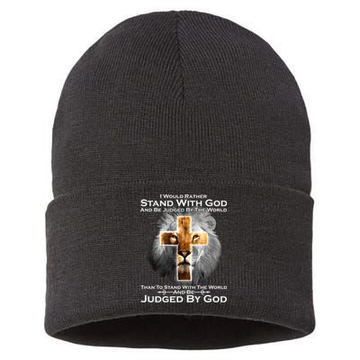 I Rather Stand With God And Be Judge By The World Sustainable Knit Beanie