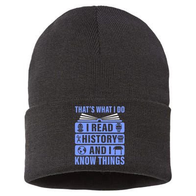 I Read History And I Know Things Funny Sustainable Knit Beanie