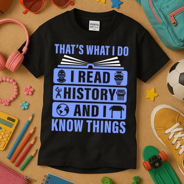 I Read History And I Know Things Funny Kids T-Shirt