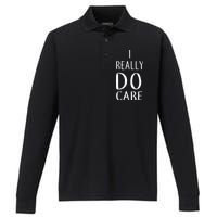 I Really Do Care Performance Long Sleeve Polo