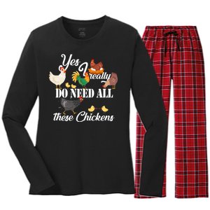 I Really Do Need All These Chickens Women's Long Sleeve Flannel Pajama Set 