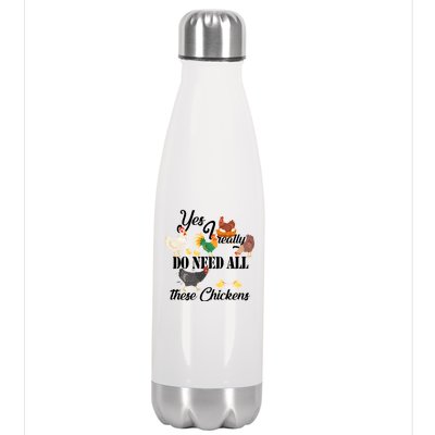 I Really Do Need All These Chickens Stainless Steel Insulated Water Bottle