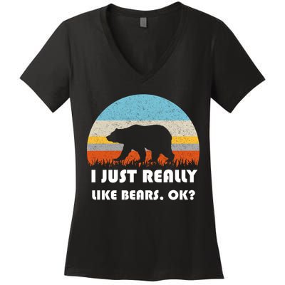 I Really Like Bears Women's V-Neck T-Shirt