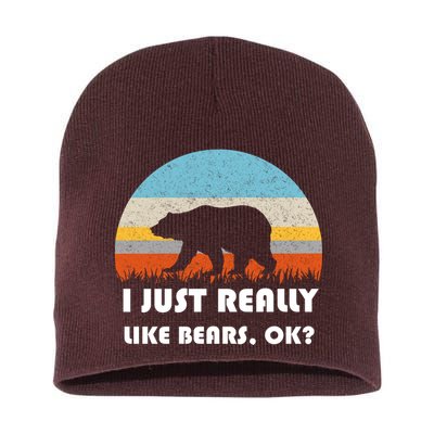 I Really Like Bears Short Acrylic Beanie
