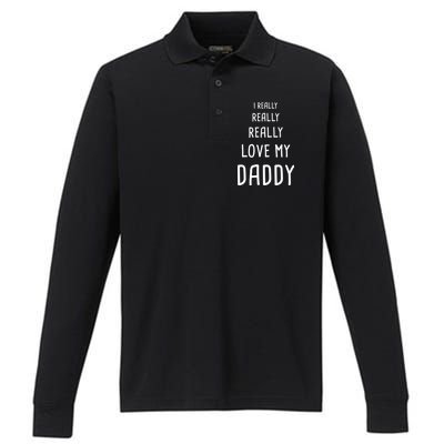 I Really Love My Daddy Performance Long Sleeve Polo