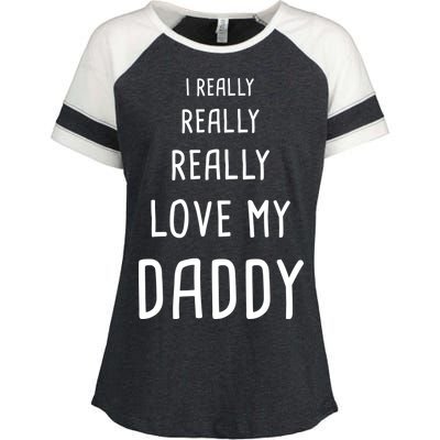 I Really Love My Daddy Enza Ladies Jersey Colorblock Tee