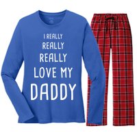 I Really Love My Daddy Women's Long Sleeve Flannel Pajama Set 