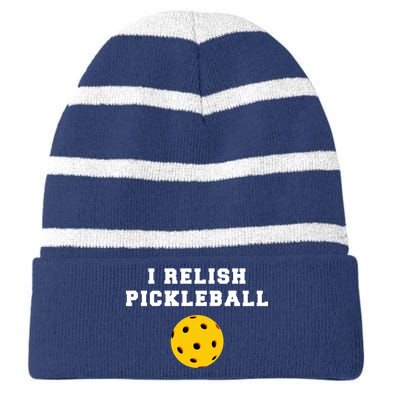 I Relish Pickleball Striped Beanie with Solid Band