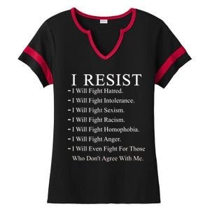 I Resist. I Will Fight. The Resistance Anti Trump Ladies Halftime Notch Neck Tee