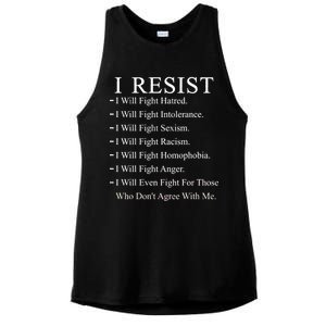 I Resist. I Will Fight. The Resistance Anti Trump Ladies PosiCharge Tri-Blend Wicking Tank