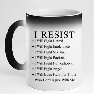 I Resist. I Will Fight. The Resistance Anti Trump 11oz Black Color Changing Mug