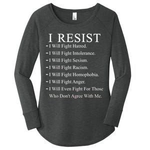 I Resist. I Will Fight. The Resistance Anti Trump Women's Perfect Tri Tunic Long Sleeve Shirt