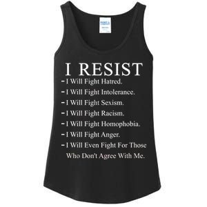 I Resist. I Will Fight. The Resistance Anti Trump Ladies Essential Tank