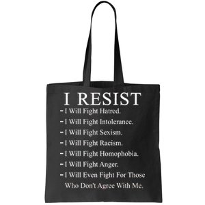 I Resist. I Will Fight. The Resistance Anti Trump Tote Bag