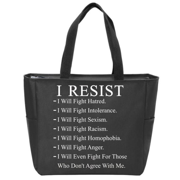 I Resist. I Will Fight. The Resistance Anti Trump Zip Tote Bag