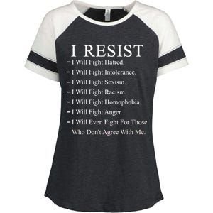 I Resist. I Will Fight. The Resistance Anti Trump Enza Ladies Jersey Colorblock Tee