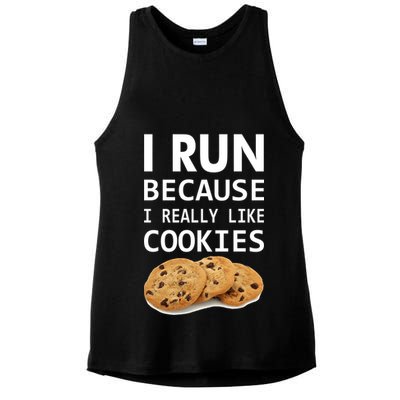I Run Because I Really Like Cookies Ladies PosiCharge Tri-Blend Wicking Tank