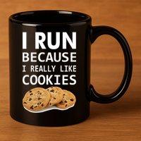 I Run Because I Really Like Cookies 11oz C Handle Ceramic Mug