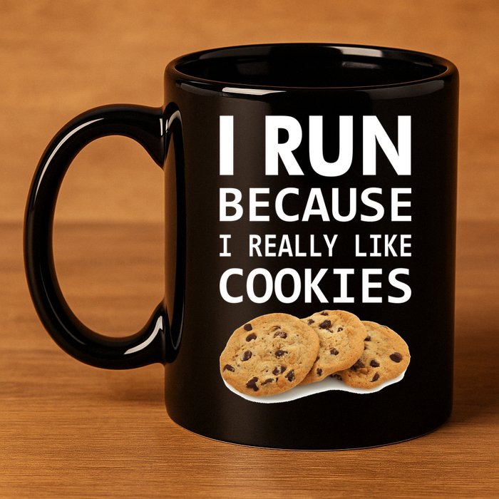 I Run Because I Really Like Cookies 11oz C Handle Ceramic Mug