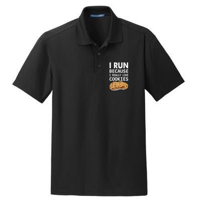 I Run Because I Really Like Cookies Dry Zone Grid Polo