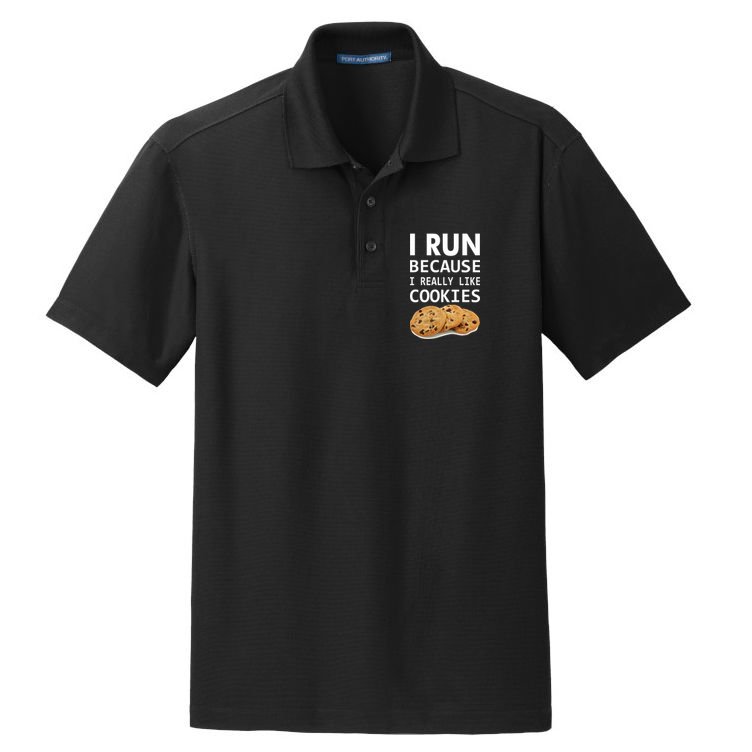 I Run Because I Really Like Cookies Dry Zone Grid Polo