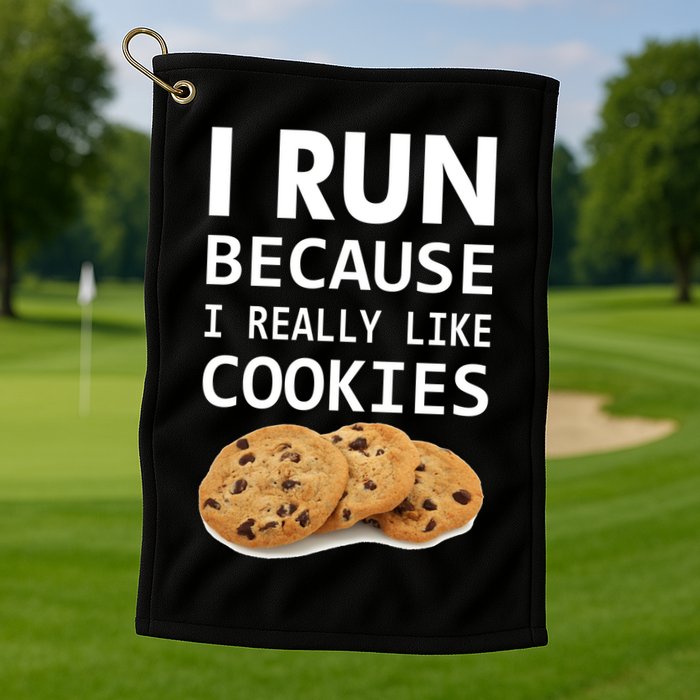 I Run Because I Really Like Cookies Golf Towel