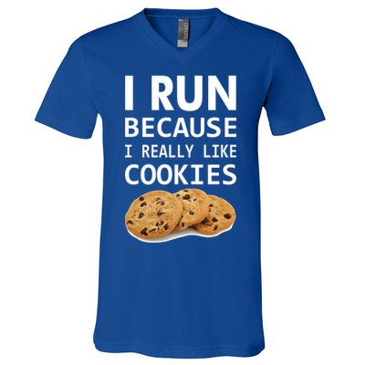 I Run Because I Really Like Cookies V-Neck T-Shirt