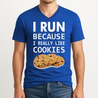 I Run Because I Really Like Cookies V-Neck T-Shirt