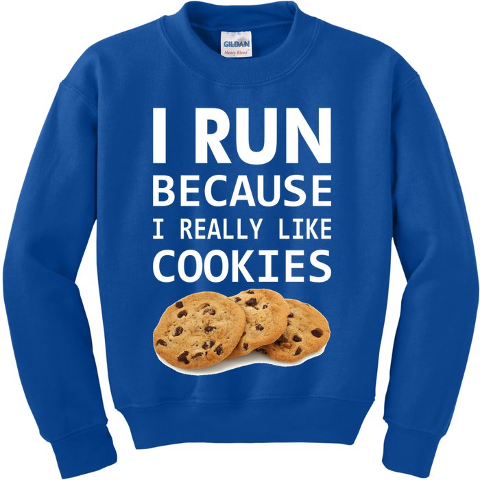 I Run Because I Really Like Cookies Kids Sweatshirt