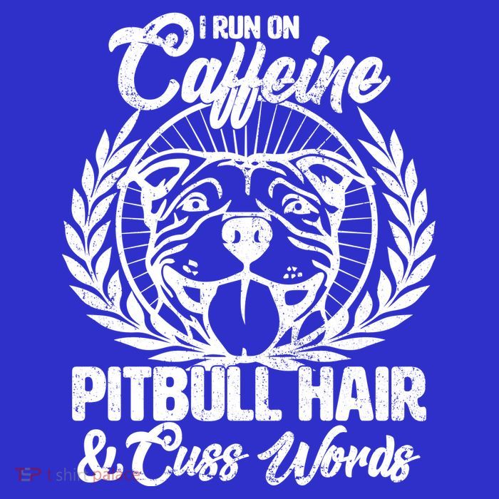 I Run On Caffeine Pitbull Hair And Cuss Words Stripe Pom Pom Beanie