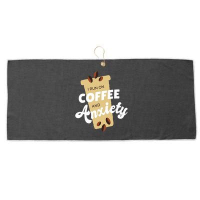 I Run On Coffee And Anxiety Large Microfiber Waffle Golf Towel