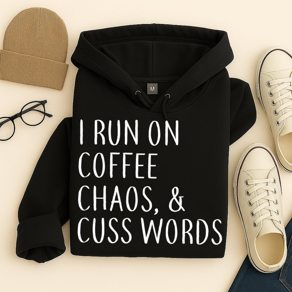 I Run On Coffee Chaos, & Cuss Words Hoodie