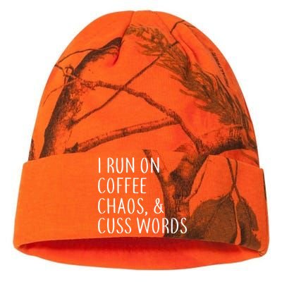 I Run On Coffee Chaos, & Cuss Words Kati Licensed 12" Camo Beanie