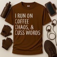 I Run On Coffee Chaos, & Cuss Words Cooling Performance Crew T-Shirt
