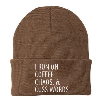 I Run On Coffee Chaos, & Cuss Words Knit Cap Winter Beanie