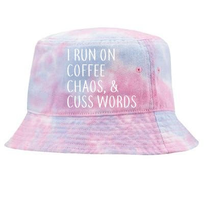 I Run On Coffee Chaos, & Cuss Words Tie-Dyed Bucket Hat