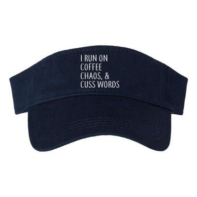 I Run On Coffee Chaos, & Cuss Words Valucap Bio-Washed Visor